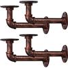 BEJOY 4 Pezzi Staffe per Mensole Resistenti, Staffa per Tubo Industriale 15cm, Staffa per Mensola a Tubo da Parete in Ferro Rame Vintage, Mensola per Tubo Rustica per Casa, Rame