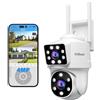SRIHOME 2 x 2 MP Telecamere di sorveglianza esterne, 2.4 GHz Bullet-PTZ Dual Obiettivo, Rilevamento Umano, Visione Notturna a Colori, Audio bidirezionale, Archiviazione Locale SD, IP66 (1)