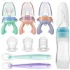 PandaEar Set Svezzamento Neonati - 3 Ciucci Frutta in Silicone con Sacchetti Ricambio, 1 Cucchiaio Dispenser per Pappa e 2 Cucchiai Morbidi per Bambini, Senza BPA, Accessori Alimentazione Sicura