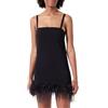 Pinko Trebbiano Abito Crepe Stretch con Piume, Vestito da Festa Donna, Z99_Nero Limousine, 42