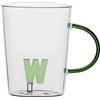 LA PORCELLANA BIANCA - Tazza Lettera W in vetro borosilicato, capacità 400 cc, collezione Allalettera