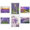 DKORARTE Set di 6 quadri base legno, decorazione soggiorno moderni, camere da letto, camera, paesaggio, natura, campi Lavanda Brihuega con ganci metallici, (38 x 29 cm per quadro)