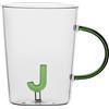 LA PORCELLANA BIANCA - Tazza Lettera J in vetro borosilicato, capacità 400 cc, collezione Allalettera