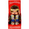 Sekiguchi 252886-Monchhichi Originale Flower Power in Arancione, Giallo e Blu, Alto Circa 20 cm in Peluche Marrone, Multicolore, One Size, 252886