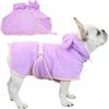 Fnaobai Accappatoio per animali domestici per cani e gatti, ad asciugatura rapida, grazioso asciugamano con cappuccio, collare regolabile e cinghia per la pancia, per piscina e spiaggia (viola, L)