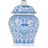 Yunjuhop Vaso Cinese Bianco Blu in Ceramica per Zenzero - Arredamento Casa, Decoro Cineserie Con Coperchio (Magnolia)