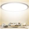 NIBSHOOM Plafoniera LED rotonda, 4000 K, 24 W/2400 LM/IP44, impermeabile, ultra sottile, da soffitto, bagno, moderna, semplice, senza fili, per camera da letto, soggiorno, corridoio, cucina, ufficio