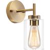 QAREHL Lampada da Parete Interno, Applique Specchio Bagno E27 Applique da PareteInterno Vintage, Industrial Applique Oro per Camera da Letto Corridoio Soggiorno Scala