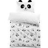MUSOLEI Copripiumino Panda 120 x 150 cm, per bambini, ragazze, ragazzi, in microfibra, 1 persona, animale, cartone animato, 3D, stampato con federa 40 x 60 cm, regalo per festa di compleanno (bianco)