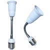 DZYDZR 2pcs Portalampada E27 da 19 cm Flessibile Adattatore Prolunga a Collo di Cigno Bianco Per Lampadine a LED（7,5in）