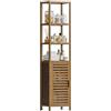 HITNET Mobiletto Bagno Colonna, Mobile Alto Bagno 6 Ripiani in Bambù, Armadietto da Terra Salvaspazio Autoportante con Ripiani Regolabili, Noce