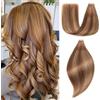 Einbeauty Extension Capelli Veri Biadesivo 20pcs 35cm 40g Marrone Cioccolato Misto a Oro Caramello (14inch, 4/4/27#)