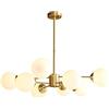 RIEJIN Lampadario Oro 8 Luci, Plafoniera Grande con Vetro Classico, for Soggiorno Camera da Letto Bagno Cucina Agrituristica