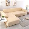 OKJK Copridivani ad Angolo, Rivestimento per mobili Soggiorno Moderno, copridivano sfoderabile Chaise Longue Elastico Universale a Forma di L (Beige,Part B-B 145-190cm)