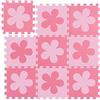 Relaxdays Cuore Tappeto Puzzle a Fiori, 9 Tasselli, Parti a Incastro, Area 91,5x91,5 cm, Gommapiuma EVA Atossico, Rosa Pink, Colore, 1 x 91.5 x 91.5 cm, 10037471_1359