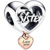 Feitery Sister Charm Giorno di Natale Bead Bracciale Regalo di Natale Ciondolo da Donna Argento