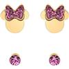 Disney Orecchini Minni Mouse, Collezione Acciaio Inossidabile, Colore Argento, UNICO, Pietre di zirconia cubica, Regalo per Ragazze e Donne (Rosa 2)