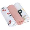 LÄSSIG Coperta in mussola per bebè, panno per ruttini, set di 3 pezzi in cotone 80 x 80 cm/Heavenly soft Swaddle L Happy Fruits Cherry