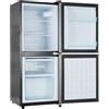 Merax Frigorifero a risparmio energetico da 106L: frigorifero da 60 L + congelatore a 4 stelle, 7 impostazioni di temperatura, grigio argento spazzolato, illuminazione a LED, ripiani regolabili, 166