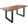 MASSIVMOEBEL24.DE Freeform 3 Tavolo da Pranzo in Legno di Acacia - Laccato Natur/Gambe in Ferro - Antracite Mat 180x90x76