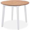 SKM Tavolo Rotondo da Pranzo Tavolo per Sala da Pranzo con Ali Rotondo in MDF Bianco 90 x 75 cm (Diametro x A)