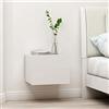 TJROO Camera da Letto 40x30x30 cm Mensola da Parete Bianco con 2 Cassetti Comodino Pensile Comodino Sospeso Cassettiera Armadietto Mobiletto Salvaspazio Tavolino da Notte in Truciolato