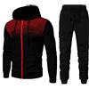 Generic Tuta sportiva da uomo, a maniche lunghe, con cerniera, per corsa, jogging, jogging, sport, tuta da uomo, 2 pezzi, abbigliamento sportivo, Nero-19, L