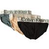 Calvin Klein Slip Uomo CK Confezione 3 Pezzi tripack Mutande Elastico a Vista Articolo NB3129A Hip Brief 3PK, 6VT Blue Lake/Clay/Black, XL