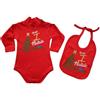 Fashion Graphic Set coordinato body lupetto il mio primo Natale e bavaglino in caldo cotone body neonato neonata Made in Italy (12 mesi, Rosso)