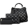 Vllcsla Borse da Donna in Morbida Pelle Borse Tote Medie Dimensioni Set di 3 (Borse a Mano & Borse a Tracolla & Portafoglio Slim) per Lavoro e Tempo Libero - Borse a Spalla da Donna in Pelle PU