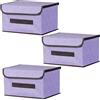 EURXLQ Scatole Portaoggetti con Coperchio,Scatole per Armadio Pieghevoli,Scatole Portaoggetti,Scatole Armadio con Coperchio e Maniglie per l'armadio (Viola, 3 pack-26×19×16 cm)