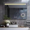 LISA Specchio da bagno a LED con illuminazione, 120 x 80 cm, grande specchio da bagno con presa e orologio, dimmerabile, bianco caldo/bianco freddo, antiappannamento, per bagno, WC, corridoio