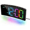 Lafocuse Sveglia Digitale con 8 RGB Colori Numerici e 7 Luce Notturna, LED Sveglia da Comodino con 2 Allarme,Volume e Luminosità Regolabile,Porta USB,Snooze,12/24 Ore per Sonno Pesante Bambini, Nero