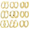 ALEXCRAFT 9 Paia orecchini cerchio piccoli, orecchini donna oro 14k Placcato, cerchi orecchini, Argento Sterling S925 Set di Piccoli Orecchini a Cerchio in Argento Dorato Orecchini Huggie Hoop