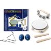 dresden concerts Set di percussioni per bambini, 8 pezzi in legno. Set composto da tamburello, triangolo, Egg-Shaker ecc. - per l'educazione musicale