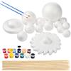 Pllieay Kit di sfere in schiuma con sistema solare, include 14 palline di polistirolo di dimensioni miste, 12 bastoncini di bambù, 12 pigmenti colorati, 2 pennelli per pittura per progetti scolastici