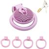 Crysore Gabbia per Pene Maschile Sissy con 4 Anelli di Dimensioni Differenti Leggera Gabbia di Castità Stampata in 3D per il Bondage del Pene Maschile SM Chastity Cage per Giocattoli Maschili (Large,Pink)