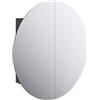 vidaXL Armadio da Bagno con Specchio Rotondo e LED Nero 54x54x17,5 cm
