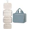 Narwey Beauty Case da Grande Viaggio, Beauty Case da Appendere per Donna Uomo,Borsa da Toilette da Travel Kit Viaggio, Grande Trousse Pochette Trucchi Donna per Viaggio (Blu Grigio (Grande))