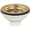 Schläfer 439728 | Piletta di Scarico per Lavabo Tipo Basket in PVD Oro, Senza Troppo Pieno, con Attacco da 11/2 e Foro da Ø 90mm, Pilettone Ø 114mm, Piletta Standard in Inox con Vite e Cestello