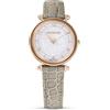 Swarovski Crystalline Wonder Orologio, con Cristalli Swarovski, Cinturino in Pelle, Finitura in Color Oro Rosa, Meccanismo al Quarzo, Beige