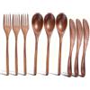 Natudeco 9 Pezzi Posate, Legno Posata Da Tavola in Legno in Stile Set Di Stoviglie Portatili Riutilizzabil Include 3 Cucchiaio, 3 Forchetta, 3 Coltello per Casa Caffetteria Ristorante
