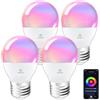 ANTELA Lampadine LED Alexa Inteligente WiFi E27 G45, 4,9W 470LM Dimmerabile RGB & 2700K-6500K Bianco Freddo Caldo, Compatibile con Alexa/Google Home, 4Pezzi