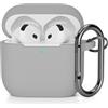 AOTUAO Compatibile con AirPods 4 Custodia Case Cover, Case Protettiva Antiurto Antiscivolo in Silicone per AirPods 4a Generazione (2024) (USB-C) Custodia con Moschettone, Grigio
