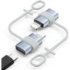 MoKo Adattatore USB C a Lightning, Non per Audio/OTG, Adattatore Maschio Lightning a Femmina USB C per iPhone 14/13/12/11/X, Supporta Ricarica e Sincronizzazione Dati, con Anello Anti-Perso, Grigio