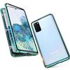 CHENYING Custodia per Samsung Galaxy A52 Cover Adsorbimento Magnetica Case Bumper Metal Ultrasottile 360 Gradi Full Body Protezione Cover Fronte e Retro in Vetro Temperato Trasparente Flip Cover,Verde