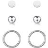 BONNYBIRD® Set Orecchini Donna Argento Acciaio Chirurgico Inossidabile Inox Anallergici Ipoallergici Senza Nichel Free Piccoli Gioielli Impermeabile