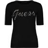 GUESS MAGLIONE MANICA CORTA LOGO PERLE EDITH DONNA