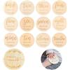 Makoto Nobu 13 Pezzi Biglietti Mensili per Bambini in Legno e Segnale Hello World Set, Baby Milestone Cards Doppio Lato, 15cm Targa Rotonda per Annuncio Nascita, per Baby Shower Regalo Accessori Fotografici