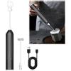 Axijobs Montalatte Elettrico,Mini Frullino Elettrico USB Ricaricabile Schiumatore Latte, 3 Velocità Regolabile 2 Fruste Elettriche Per Cappuccino, Caff,Matcha,Caffè Schiumoso, Latte